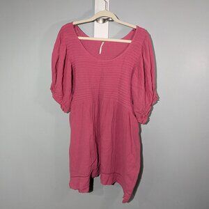 Free People Elise Tunic Baby Doll Dress Pink L LG Large
